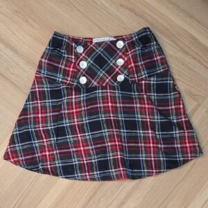 Gretchen Scott Designs Red and Black Plaid A-Line Skirt Medium